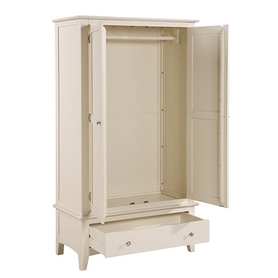 Lenox Wooden Wardrobe With 2 Doors 1 Drawer In Ivory_4