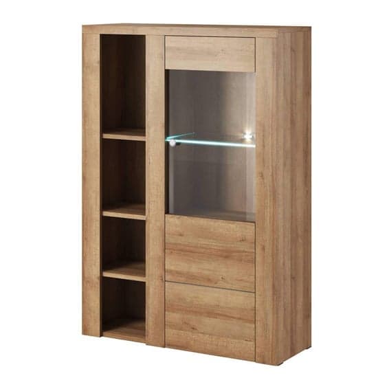 Leon Wooden Display Cabinet With 1 Doors In Riviera Oak_1