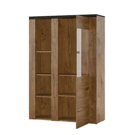 Leon Wooden Display Cabinet With 1 Doors In Satin Oak_2