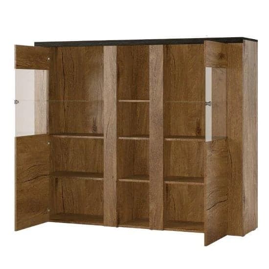 Leon Wooden Display Cabinet With 2 Doors In Satin Oak_2