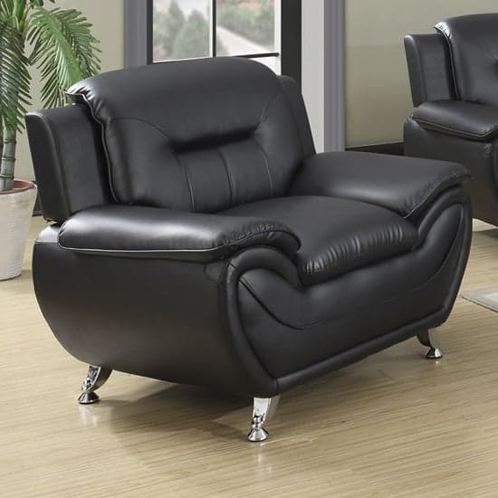 Leon Faux Leather 1 Seater Sofa In Black_1