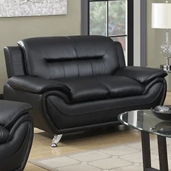 Leon Faux Leather 2 Seater Sofa In Black_1