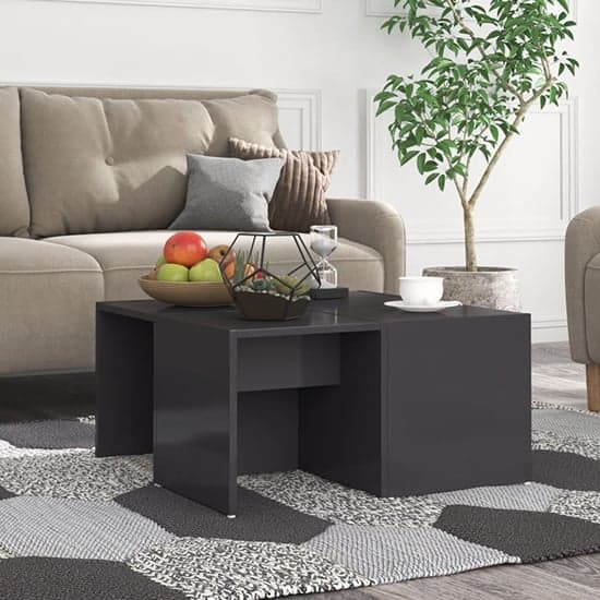 Leonia Square High Gloss Coffee Tables In Grey_1