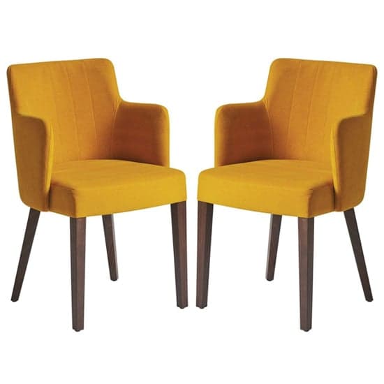 Lergs Curved Back Nordic Gold Velvet Armchairs In Pair_1