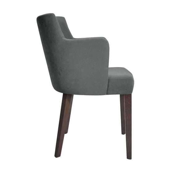 Lergs Curved Back Nordic Mid Grey Velvet Armchairs In Pair_3