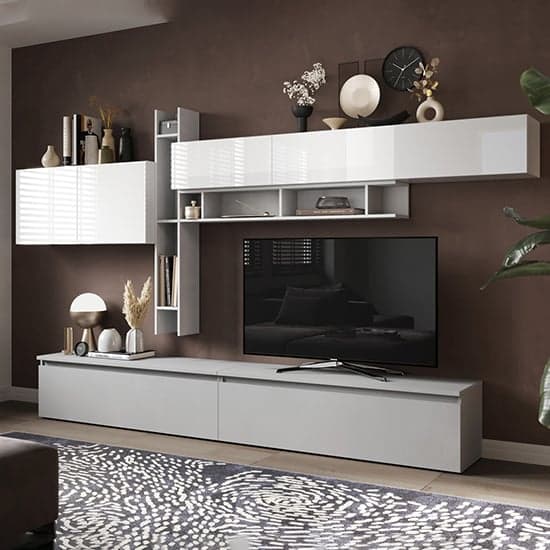 Leilexi High Gloss Entertainment Unit In Bianco And Gesso_1