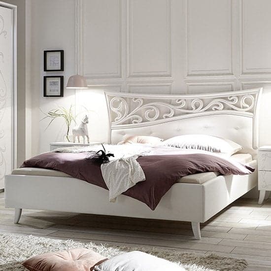 Lerso Faux Leather King Size Bed In White_1
