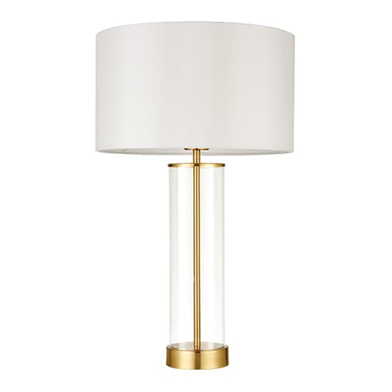 Lessina Vintage White Fabric Touch Table Lamp In Satin Brass_3