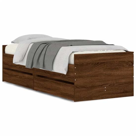 Leuven Wooden Single Bed With Drawers In Brown Oak_2
