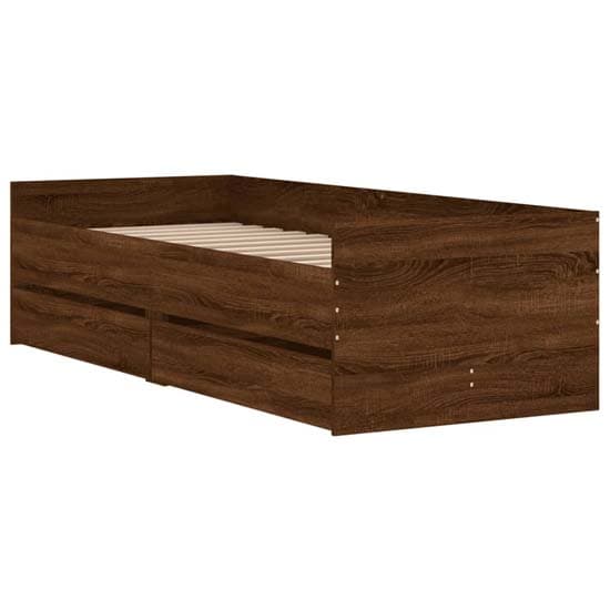 Leuven Wooden Single Bed With Drawers In Brown Oak_3