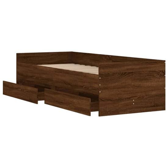 Leuven Wooden Single Bed With Drawers In Brown Oak_4