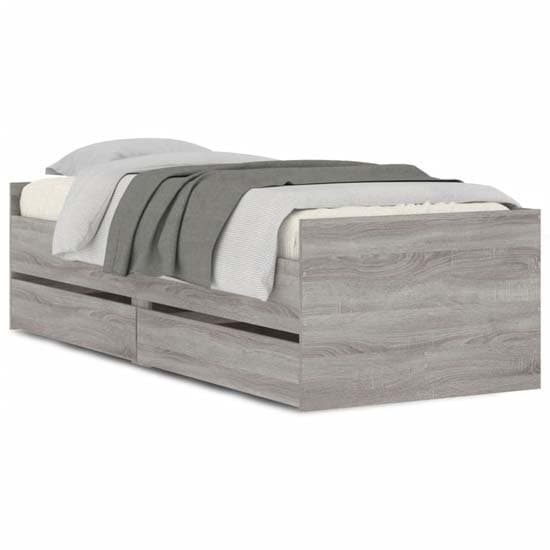 Leuven Wooden Single Bed With Drawers In Grey Sonoma Oak_2