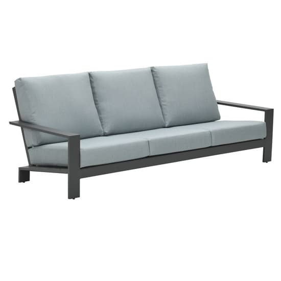 Levi Fabric 3 Seater Sofa In Mint Grey With Charcoal Frame Furniture