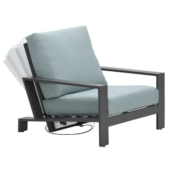 Levi Fabric Reclining Armchair In Mint Grey With Charcoal Frame_2