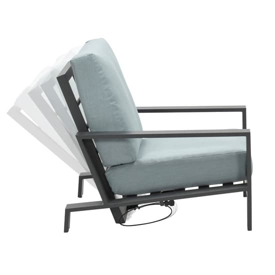 Levi Fabric Reclining Armchair In Mint Grey With Charcoal Frame_3