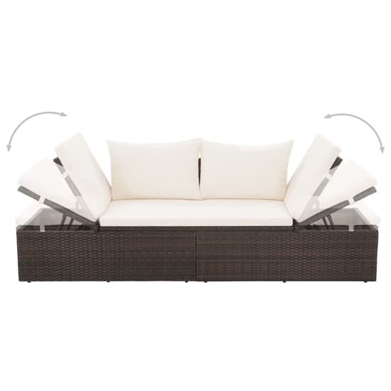 Levi Outdoor Rattan Lounge Bed In Brown With Cushion And Pillow_2
