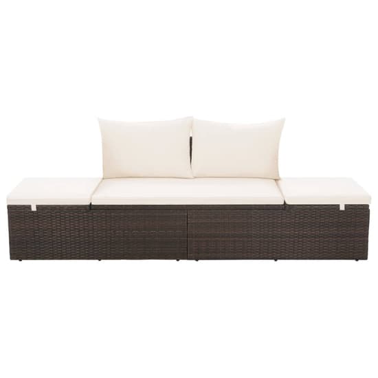 Levi Outdoor Rattan Lounge Bed In Brown With Cushion And Pillow_3
