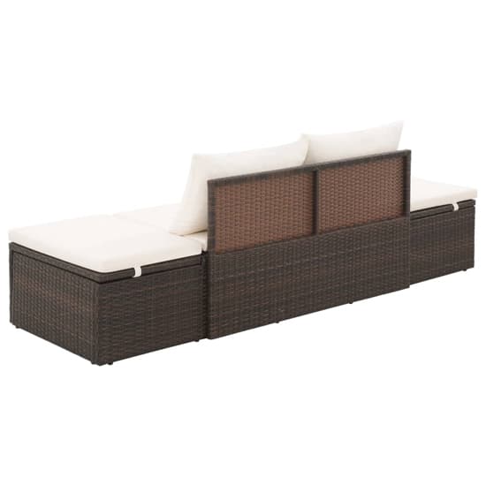 Levi Outdoor Rattan Lounge Bed In Brown With Cushion And Pillow_4