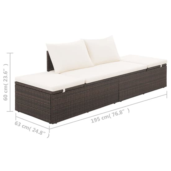 Levi Outdoor Rattan Lounge Bed In Brown With Cushion And Pillow_5