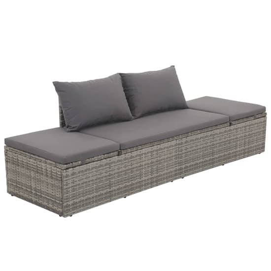 Levi Outdoor Rattan Lounge Bed In Grey With Cushion And Pillow_2