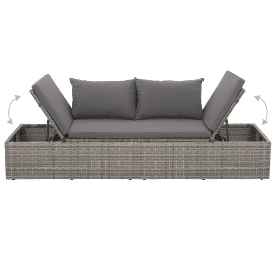 Levi Outdoor Rattan Lounge Bed In Grey With Cushion And Pillow_3