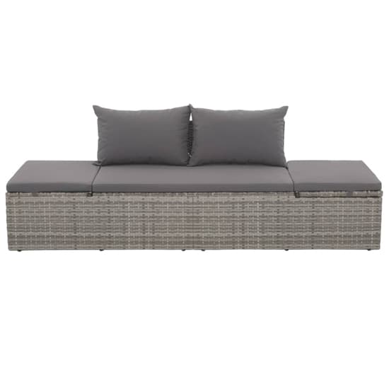 Levi Outdoor Rattan Lounge Bed In Grey With Cushion And Pillow_4