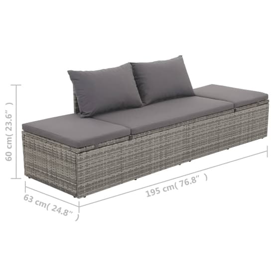 Levi Outdoor Rattan Lounge Bed In Grey With Cushion And Pillow_5