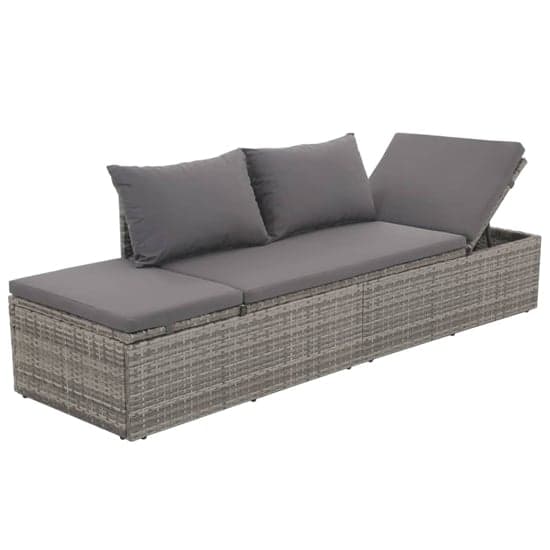 Levi Outdoor Rattan Lounge Bed In Grey With Cushion And Pillow_1