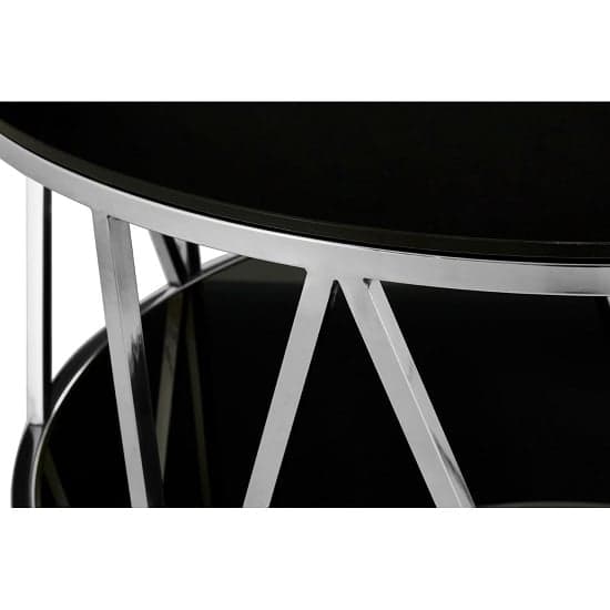Alvara Round Black Glass Top Coffee Table With Chrome Frame_3