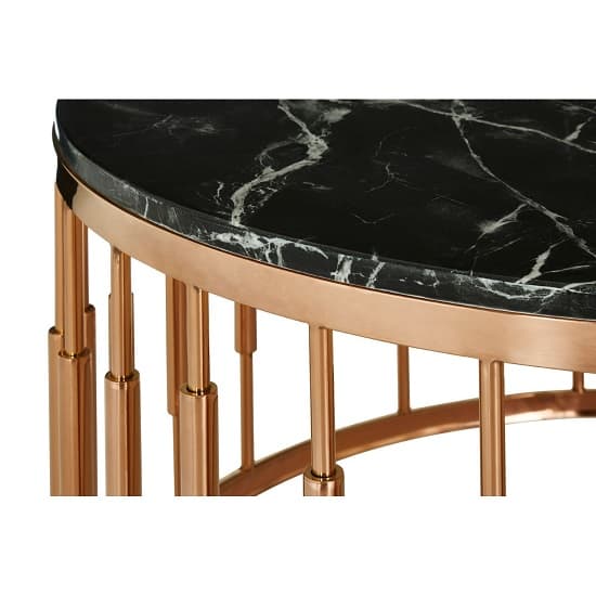 Alvara Round Black Marble Top Coffee Table With Rose Gold Base_4