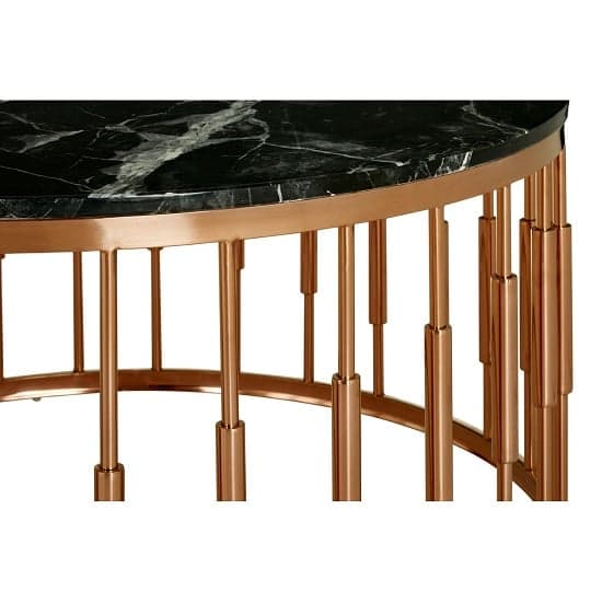 Alvara Round Black Marble Top Coffee Table With Rose Gold Base_5