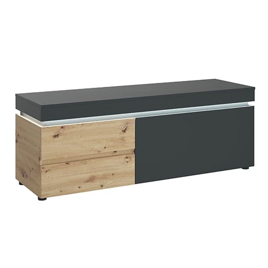 Levy LED Wooden 1 Door 2 Drawers TV Stand In Oak And Grey_1