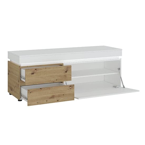 Levy LED Wooden 1 Door 2 Drawers TV Stand In Oak And White_2