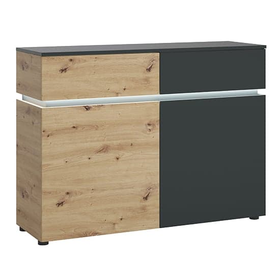 Levy LED Wooden 2 Doors 2 Drawers Sideboard In Oak And Grey_1