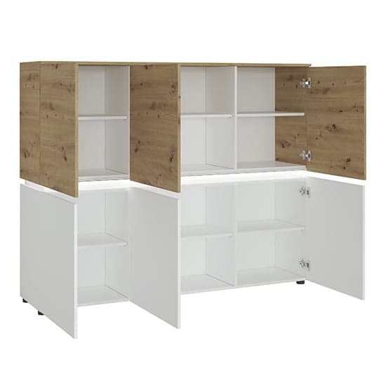 Levy LED Wooden 6 Doors Storage Cabinet In Oak And White_2