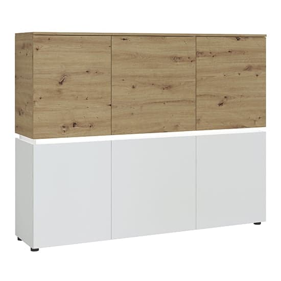 Levy LED Wooden 6 Doors Storage Cabinet In Oak And White_1