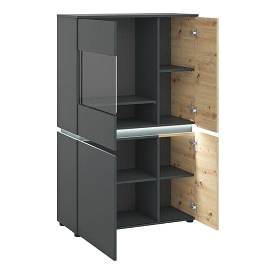 Levy Low Display Cabinet 4 Doors In Platinum Oak With LED_2