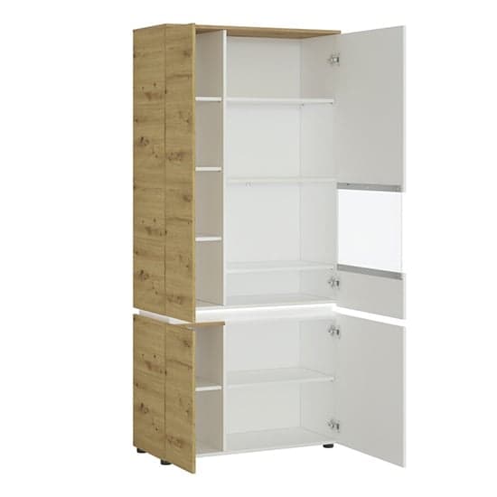 Levy White Oak Tall Display Cabinet 4 Door Right Hand With LED_2