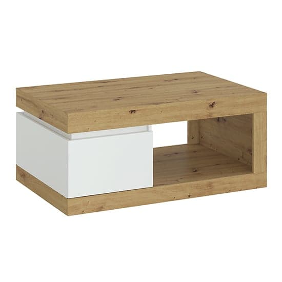 Levy Wooden 1 Drawer Coffee Table In Oak And White_2