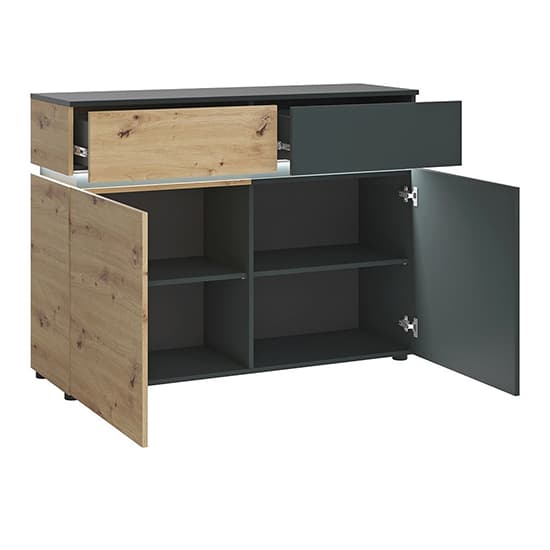 Levy Wooden Sideboard 2 Doors 2 Drawers In Platinum Oak With LED_2