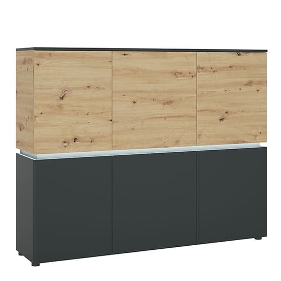 Levy Wooden Sideboard 6 Doors In Platinum Oak With LED_1