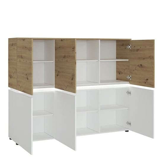 Levy Wooden Sideboard 6 Doors In White And Oak With LED_2