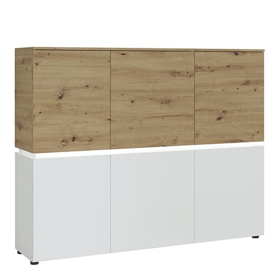 Levy Wooden Sideboard 6 Doors In White And Oak With LED_1