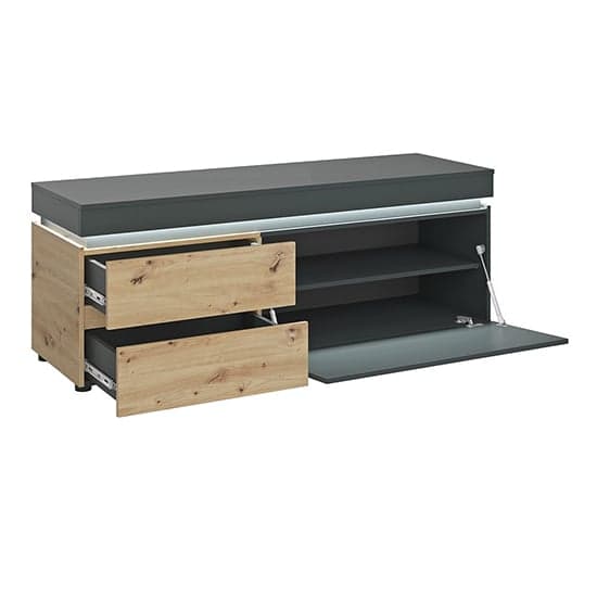 Levy Wooden TV Stand 1 Door 2 Drawers In Platinum Oak With LED_2