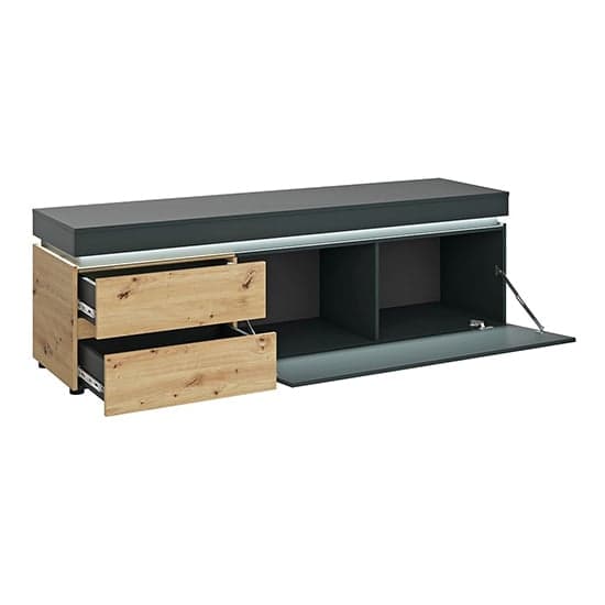 Levy Wooden TV Stand Wide 1 Door 2 Drawers In Platinum Oak With LED_2