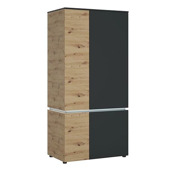 Levy Wooden Wardrobe 4 Doors In Platinum And Oak With LED_1