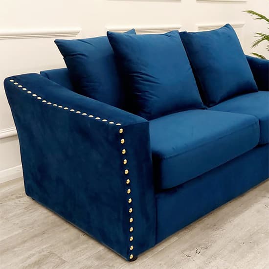 Lewes Velvet 3 + 2 Seater Sofa Set In Marine Blue_6