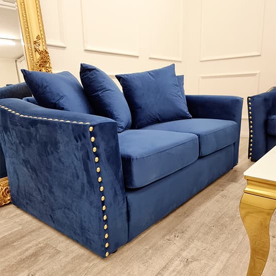 Lewes Velvet 3 + 2 Seater Sofa Set In Marine Blue_8