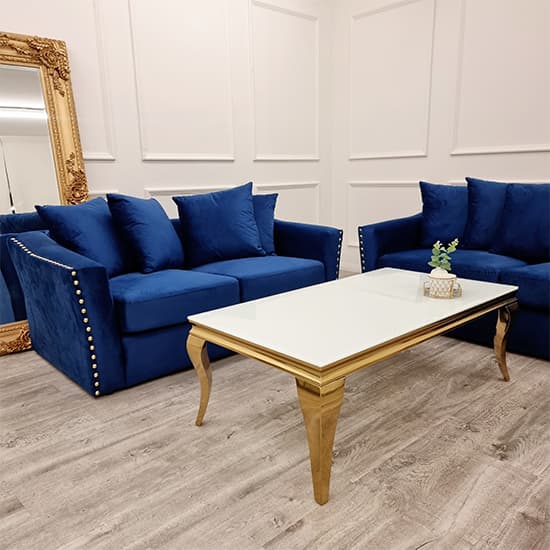 Lewes Velvet 3 + 2 Seater Sofa Set In Marine Blue_9
