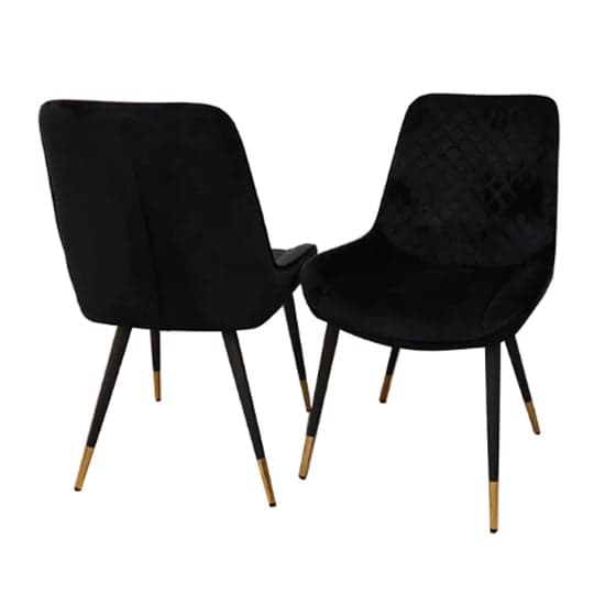 Lewiston Black Velvet Dining Chairs In Pair_1